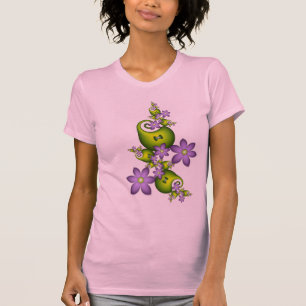 T-shirt Fantaisie florale fleurs de lilas formes vertes fr
