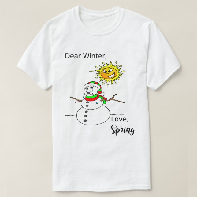T-shirt Fantaisie Noël Pluie Snowman Printemps d'hiver (Design devant)