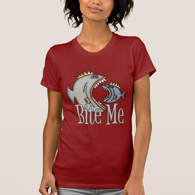 T-shirt Fantaisie Pêche Chemise Pêche Humour Pêche Bite Me (Devant)