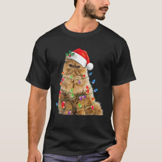 T-shirt Fantaisie Perse Chat Feux de Noël Joyeux Pajama Ch