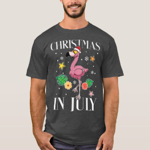 T-shirt Fantaisie Vacances Été Noël En Juillet Flamant ros