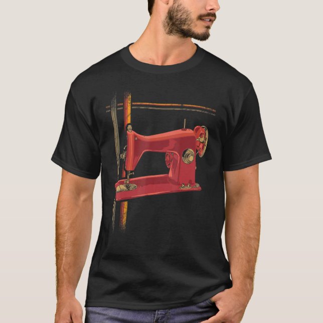T-shirt Fantastique Machine à coudre Silhouette Tissu de c (Devant)