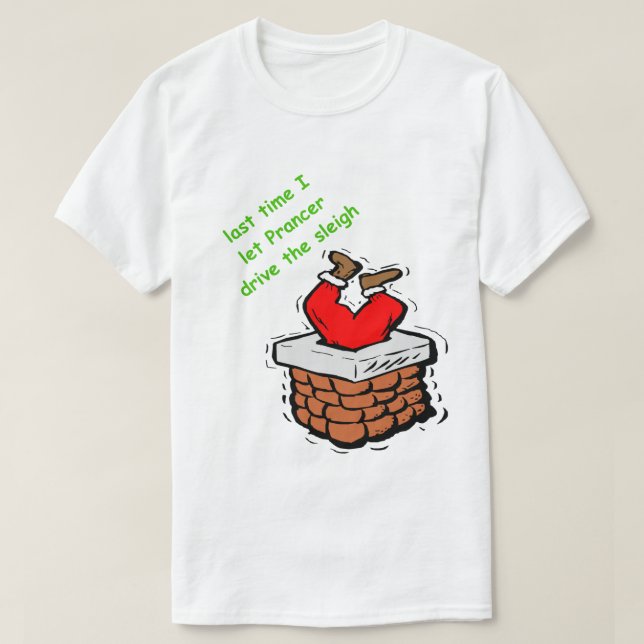 T-shirt Fantastique Noël Père Noël Coincé à l'envers (Design devant)