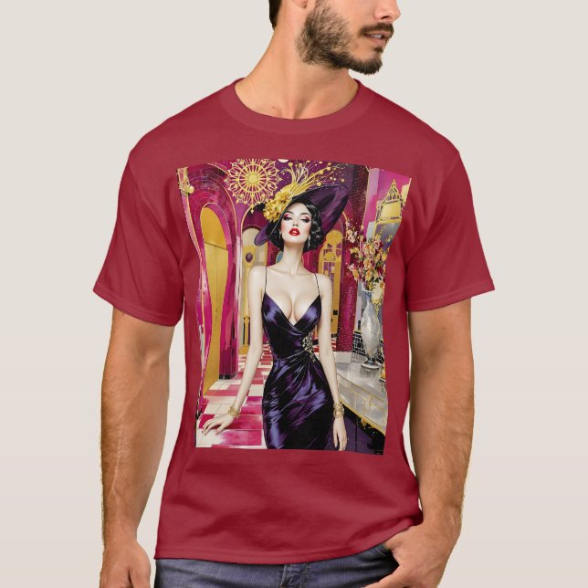 T-shirt Fantasy Cute Art Deco Lady (Devant)