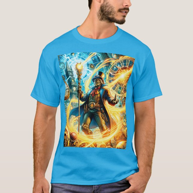 T-shirt Fantasy Cute Steampunk Time Wizard (Devant)