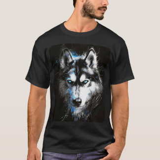 T-shirt Fantasy Siberian Husky Wolf Dog Beautiful Wolf