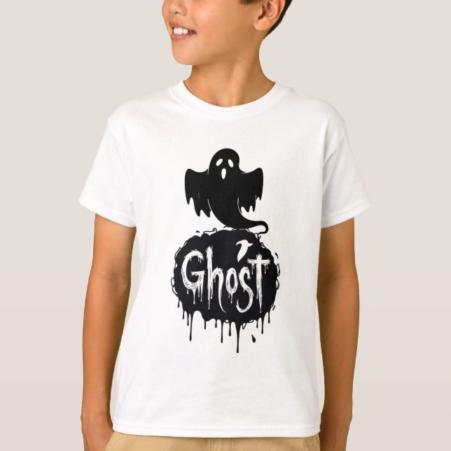 T-shirt Fantôme - Art textuel dégoulinant d'horreur sombre (Devant)