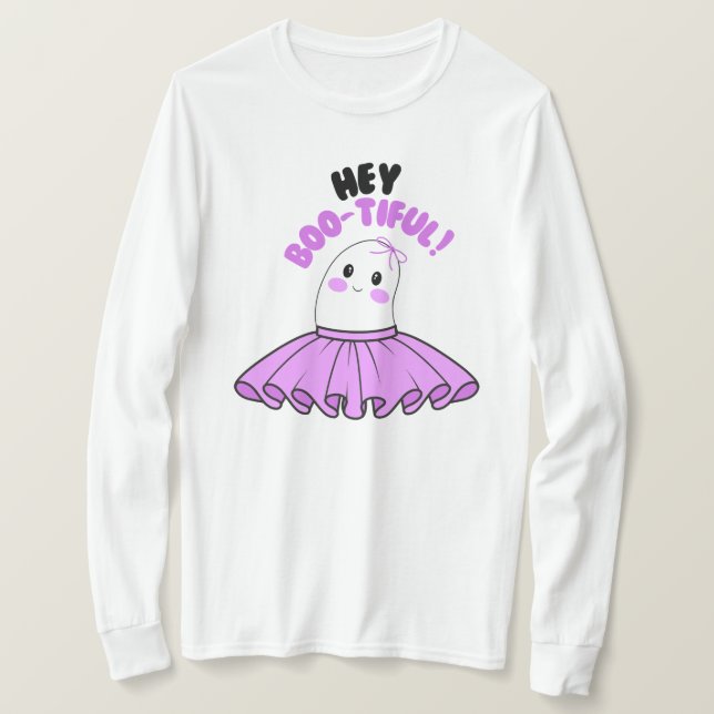 T-shirt Fantôme avec jupe violette & Hey Boo-tiful! Hallow (Design devant)