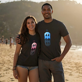 T-shirt fantôme bleu nom perso fanart PacMan noir