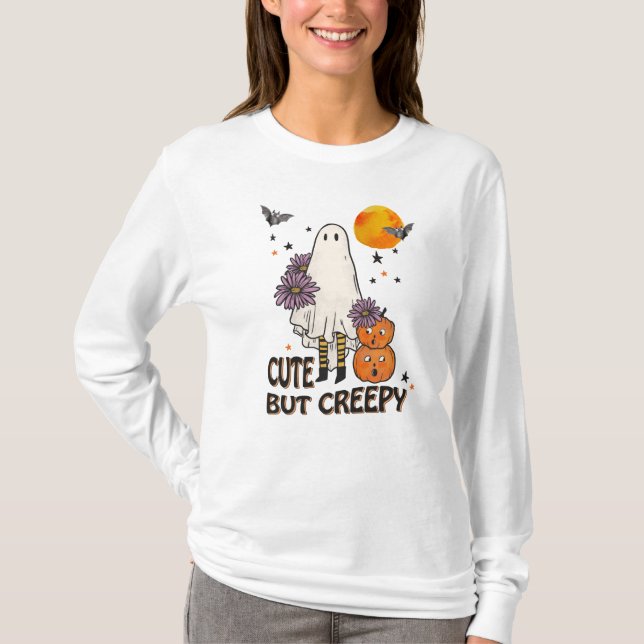 T-shirt Fantôme, Citrouilles et chauves-souris mignons mai (Devant)