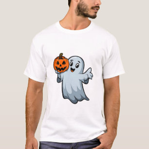 T-shirt Fantôme convivial avec Lanterne Citrouille
