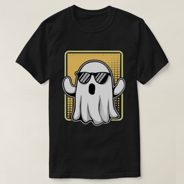 T-shirt Fantôme cool Avec Lunettes de soleil Grille Rétro (Design devant)
