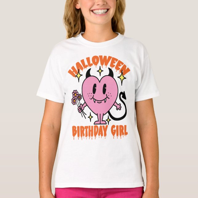 T-shirt Fantôme de coeur super Halloween Fille d'anniversa (Devant)