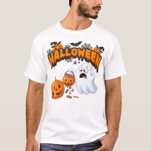 T-shirt Fantôme de dessin animé mignon et citrouille de bo