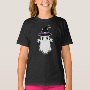 T-shirt Fantôme de dessin animé souriant portant un chapea
