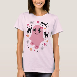 T-shirt Fantôme de Halloween Coquette Rose