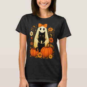 T-shirt Fantôme de Halloween vintage tenant un chat noir g