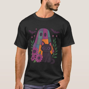 T-shirt Fantôme de Halloween vintage tenant un chat noir g