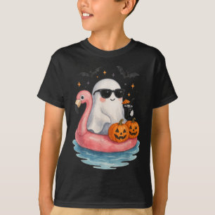 T-shirt Fantôme d'été aquarelle fantôme mignon avec flaman