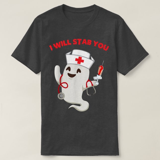 T-shirt Fantôme d'infirmière, je vais vous poignarder  Cad (Design devant)