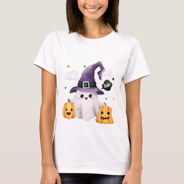 T-shirt Fantôme drôle des femmes d'Halloween (Devant)
