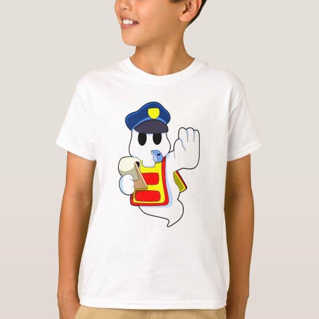 T-shirt Fantôme en tant qu'officier de police avec sifflet (Devant)