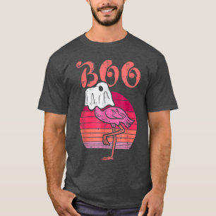 T-shirt Fantôme Flamingo Rose Coucher de soleil Rétro Hall