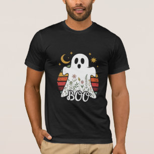 T-shirt Fantôme floral avec lune de croissant - Boho Boo V