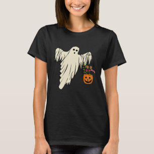 T-shirt Fantôme floral Citrouille de Halloween mignonne  F