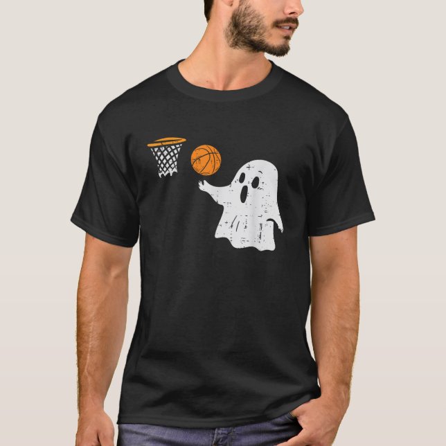 T-shirt Fantôme Jouer Basket Halloween Costume Sports (Devant)