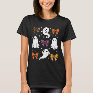 T-shirt Fantôme Mignon avec Ruban Design Halloween_1