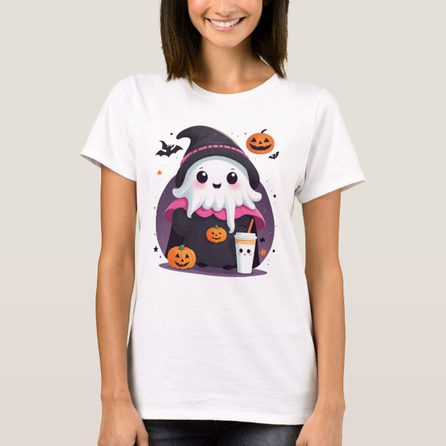 T-shirt fantôme mignon et drôle halloween chocolat (Devant)