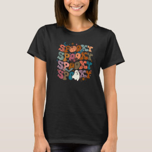T-shirt Fantôme Mignon Fleur Groovy Halloween Drôle Vintag