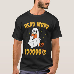 T-shirt Fantôme Mignon Vintage Lire Plus de Livres Chat No