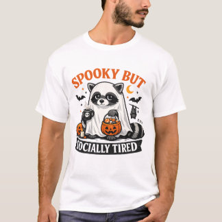 T-shirt Fantôme Raton Laveur Effrayant Mais Socialement Fa