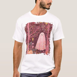 T-shirt Fantôme rose géant dans la forêt florale enchantée
