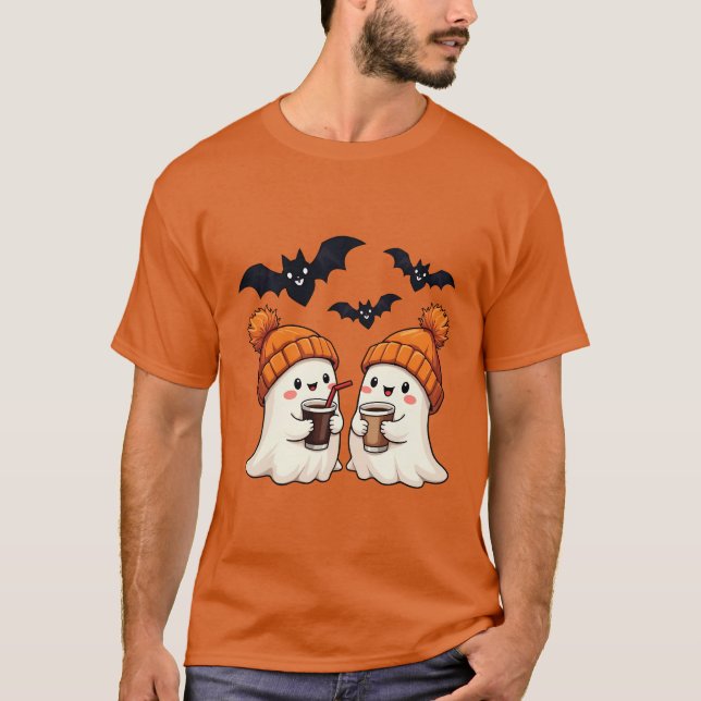 T-shirt Fantômes Cosy Boire Café Halloween (Devant)