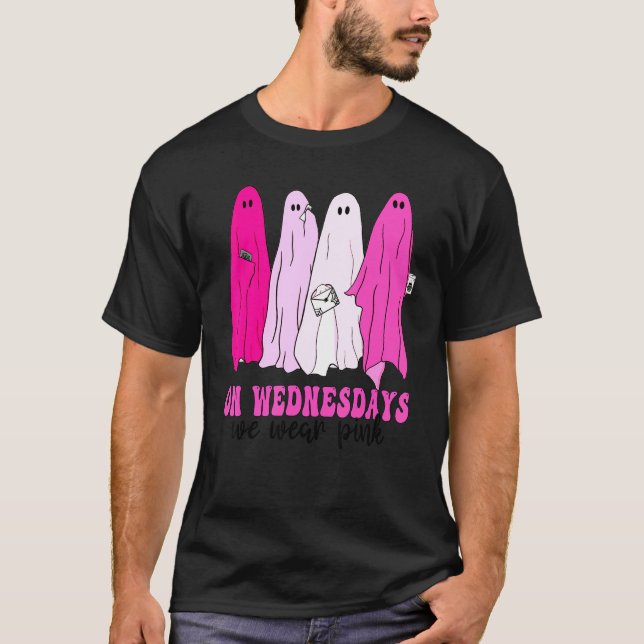 T-shirt Fantômes Halloween Moyenne Ghouls Rose Fantôme Nou (Devant)