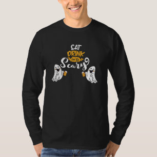 T-shirt Fantômes mignons avec bière Mangez boire et soyez 