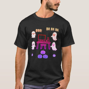 T-shirt Fantômes volants autour d'un ordinateur – Technolo