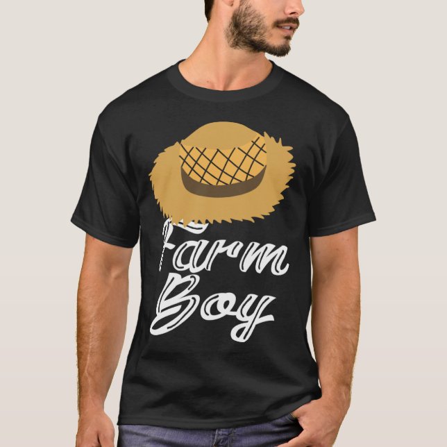 T-shirt Farm Boy Farmer s Straw Hat Graphic (Devant)
