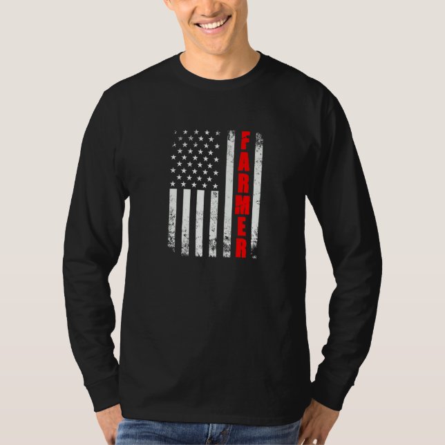 T-shirt Farmer Drapeau Américain Usa Patriotique Fier Drôl (Devant)