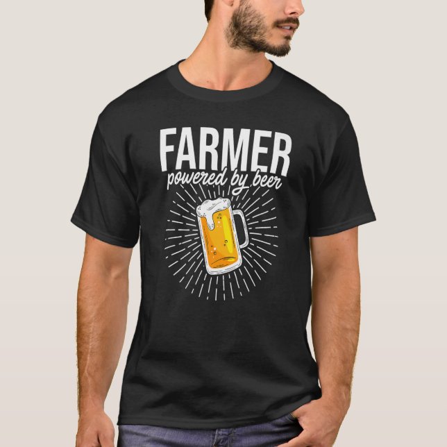 T-shirt Farmer Powered By Beer Farming Agriculture Tractor (Devant)