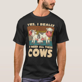 T-shirt Farming Cow Farm Animal Retro Cow