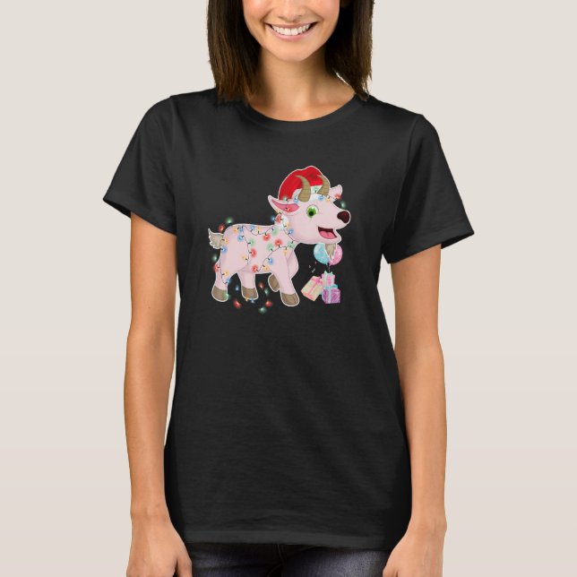 T-shirt Farmzone Chèvre noire Noël Lumière Noël Far Far Fa (Devant)