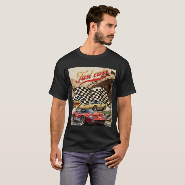 T-Shirt Fas Cars Racing Retro Graphic Tee for Car  (Vorne ganz)