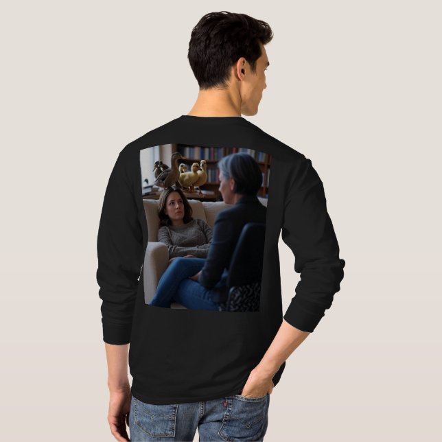T-shirt Fascination With Ducks men black long shirt back (Dos entier)