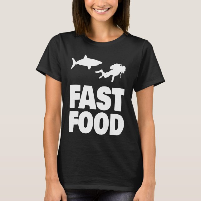 T-shirt Fast Food Diver Shark Scuba Diving Diver Cute (Devant)