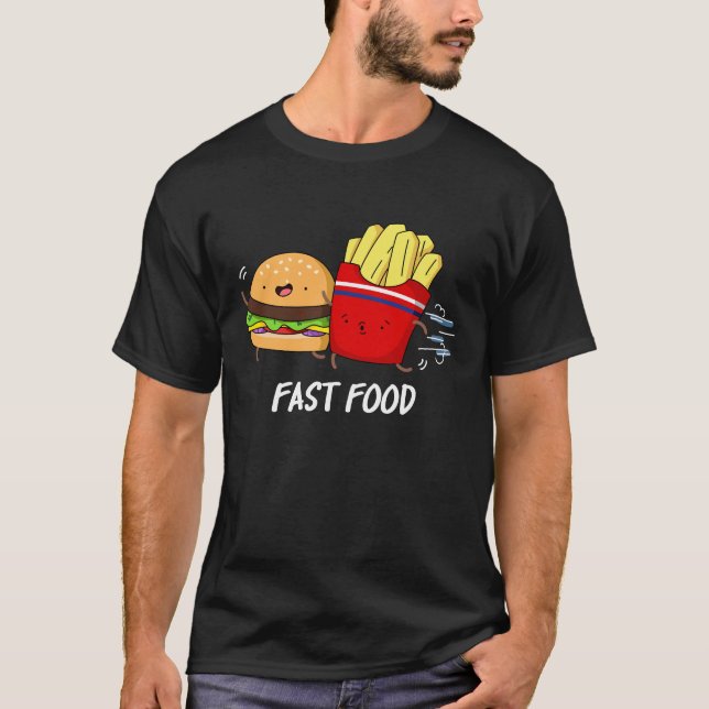 T-shirt Fast Food Funny Burger Et Fries Pun Dark BG (Devant)