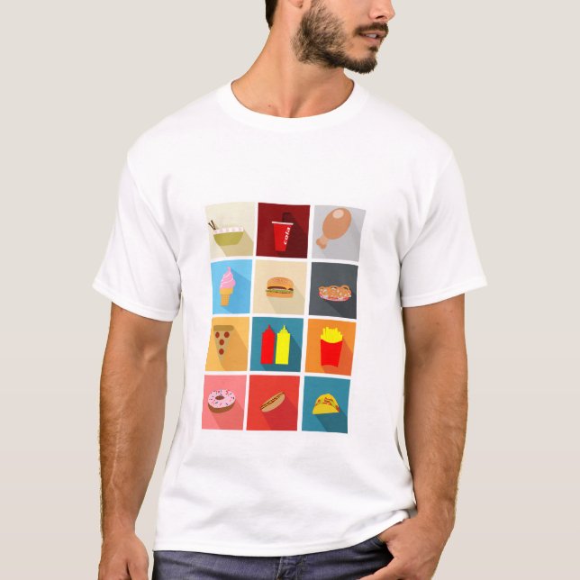 T-shirt Fast Food Icons (Devant)